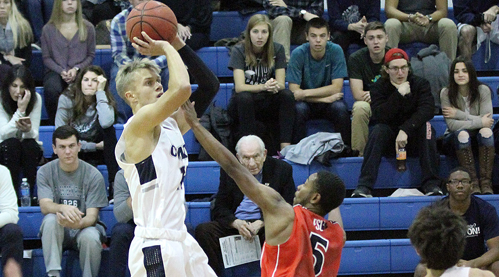 Ignas Masiulionis shooting a fallaway jumper from his freshman year. (Case Western Reserve athletics file photo)