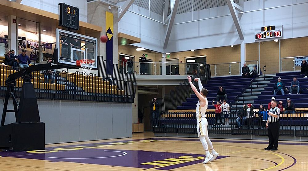Ryan DiCanio cans two free throws with time expired to lift Loras past No. 3 Augustana. (Loras athletics photo)